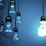 lightbulbs on blue